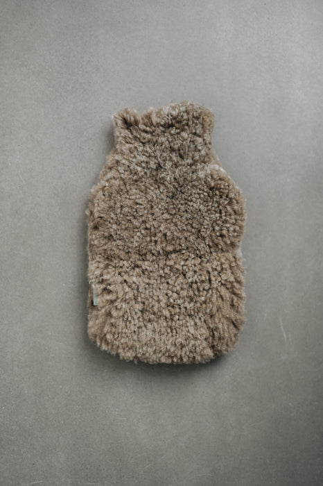 Brown mini sheepskin hot water bottle cover