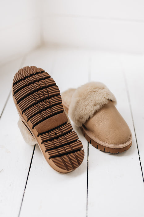 Sheepskin Slipper Mule with Sole for outdoor