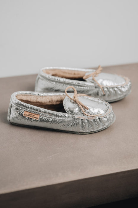 silver sheepskin moccasin ava