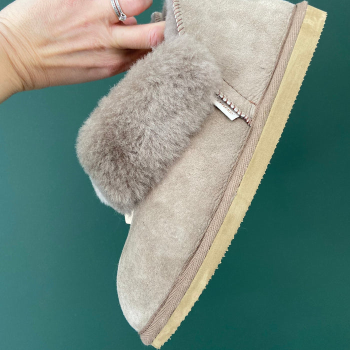 Karin (Stone) Hard Sole Womens Sheepskin Slipper by Shepherd - comfort is here