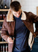 Men's Brown Sheepskin Aviator Jacket. Turn up Sheepskin collar.