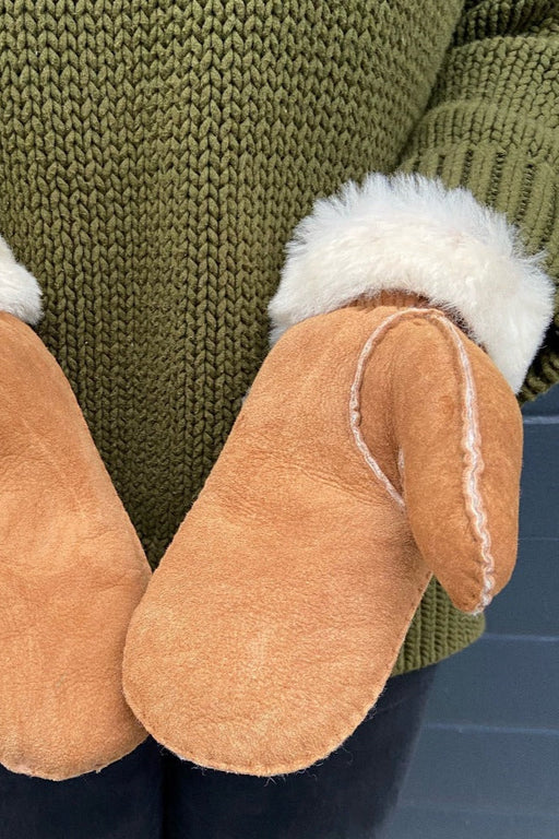 Sheepskin Mittens Womens Tan